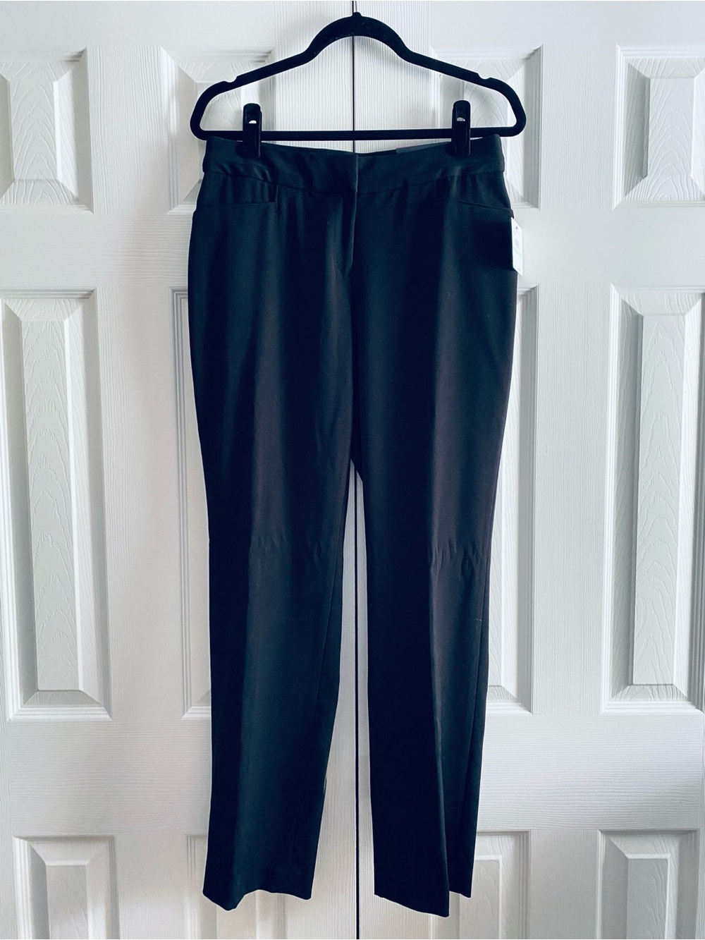RAFAELLA MID RISE STRAIGHT LEG SPORTSWEAR PANTS CURVY OFFICE CAREER Black 8